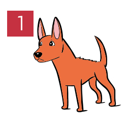 Graphic of dog standing forward with hair and ears raised © RSPCA