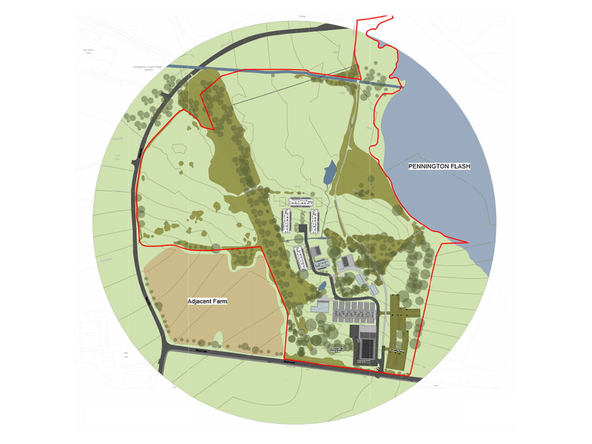An arial shot of the proposed site