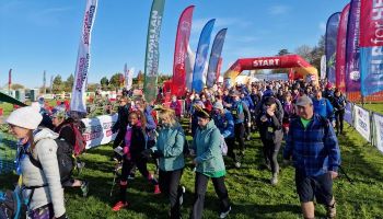 Easter 50 trekkers starting off from Windsor racecourse basecamp