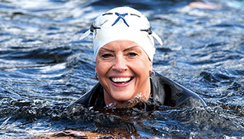Woman out swimming