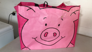 Percy pig bag dog dumped in © RSPCA