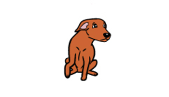 cartoon illustration of dog looking sad