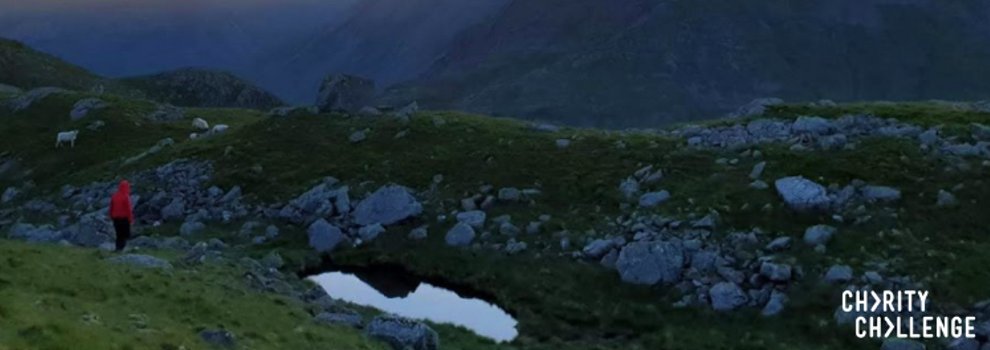 view at night of mountain side