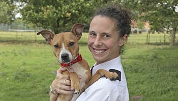 RSPCA Inspector holding a dog  © RSPCA