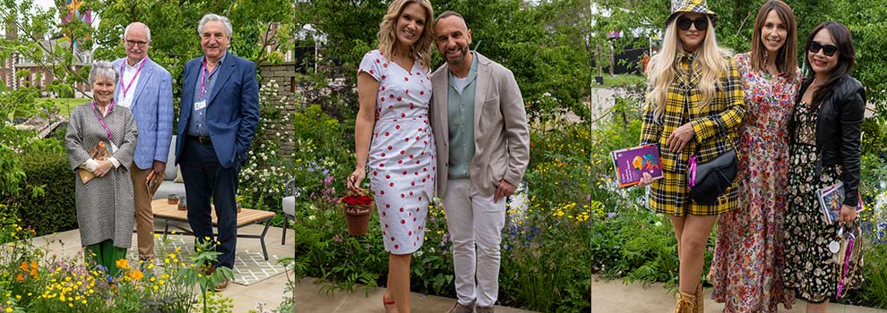 Collection of images from the RHS Chelsea Flower Show 2023 including Imelda Staunton, Jim Broadbent, Jim Carter, Charlotte Hawkins, Mark Heyes and Alex Jones © Jeff Moore