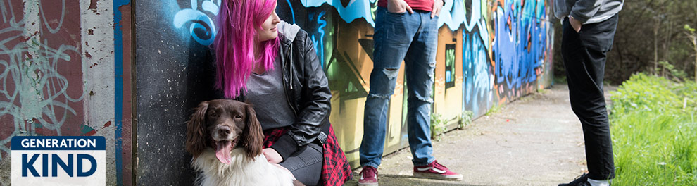 Youths hanging out at a skate park with a dog © RSPCA
