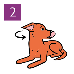 Graphic of dog turning head and licking lips © RSPCA