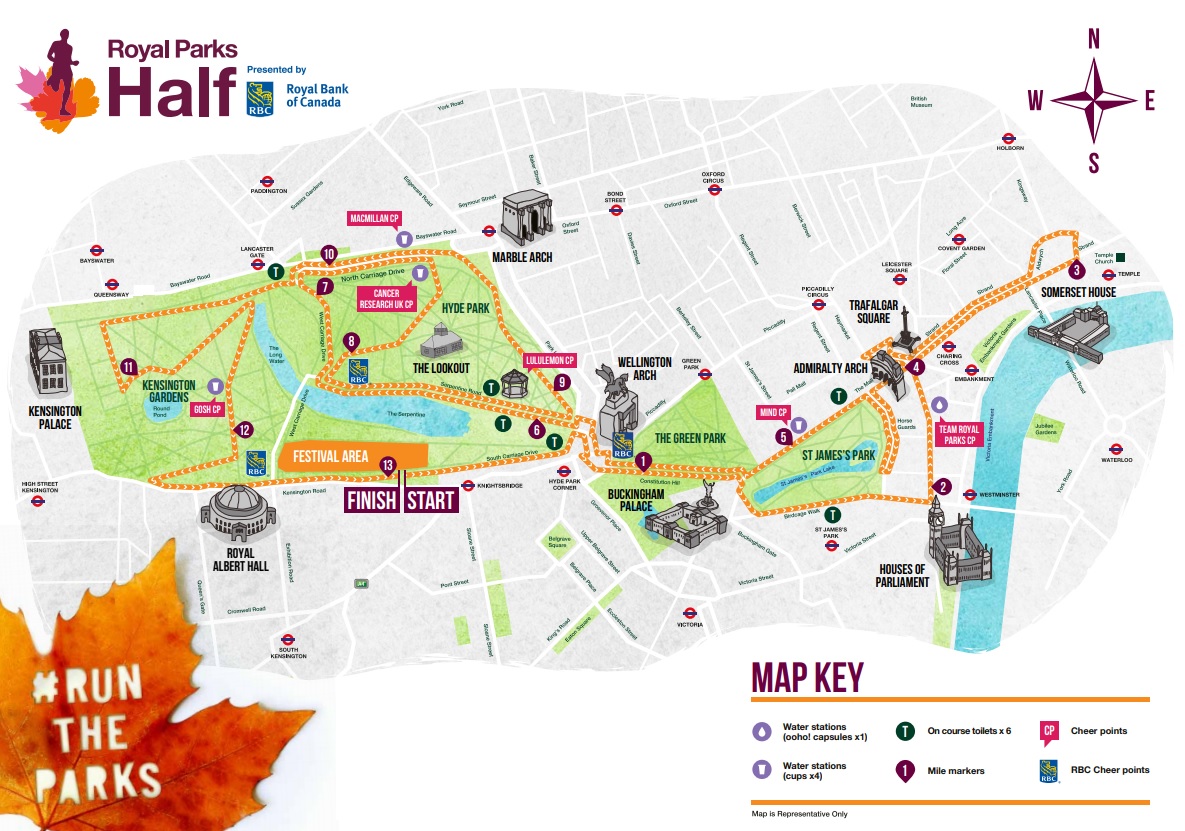 Die ganze Zeit rutschen Mann london landmarks half marathon route